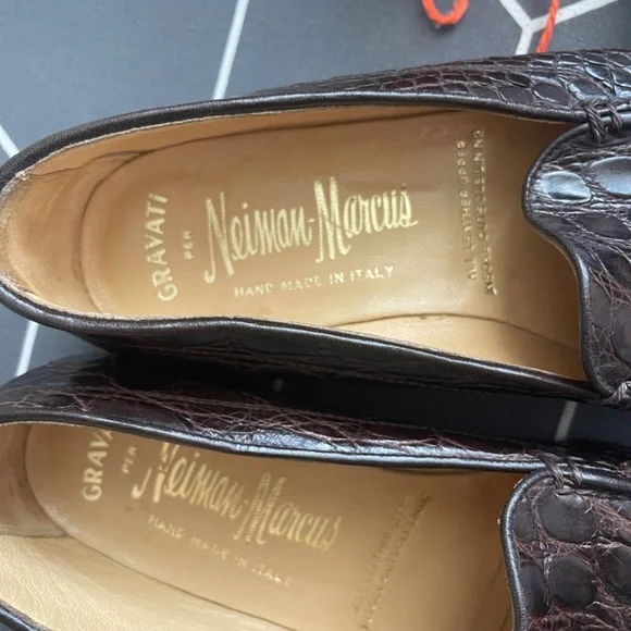 GRAVANI CROC LEATHER LOAFERS Size 7M - Picture 4 of 7